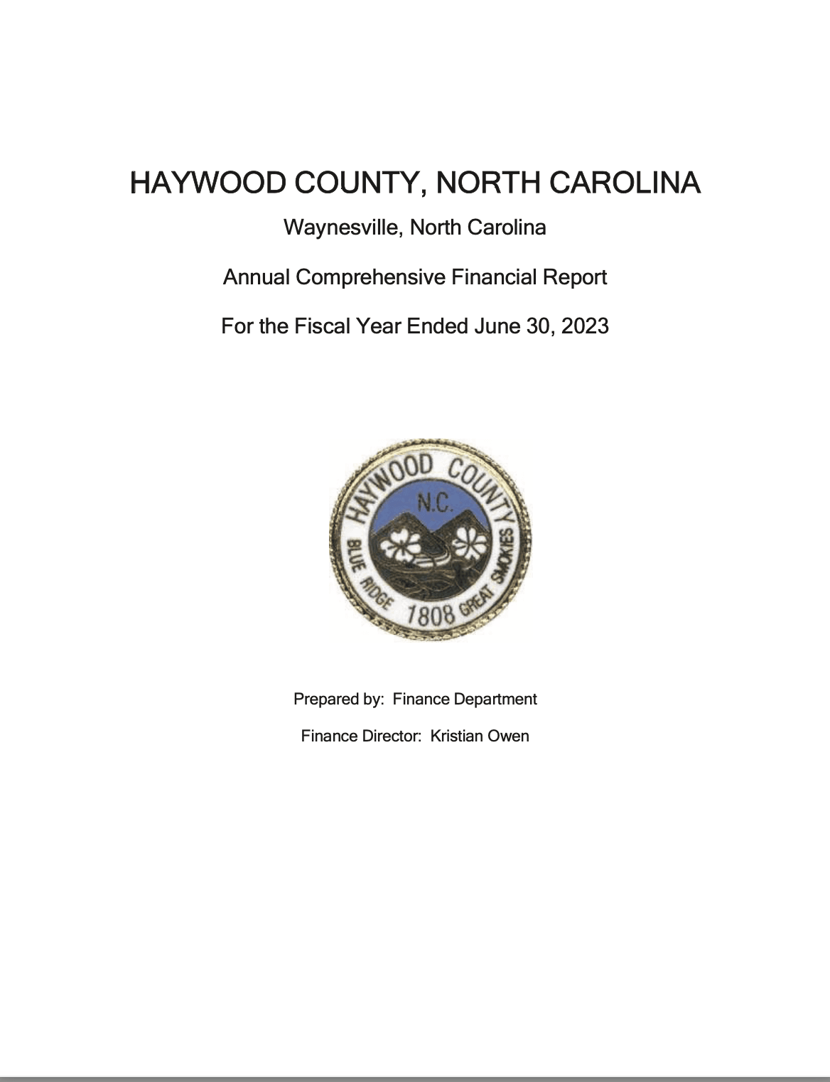 Haywood Co. 2023 Audit